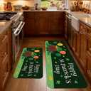 St. Patricks Day Rug Welcome Door mat 17x29 inch, Green Clover Lucky Door Mat for Front Door, Non-Slip Low Profile Indoor Outdoor Entryway Mat, Holiday Seasonal Home Decor (V3)