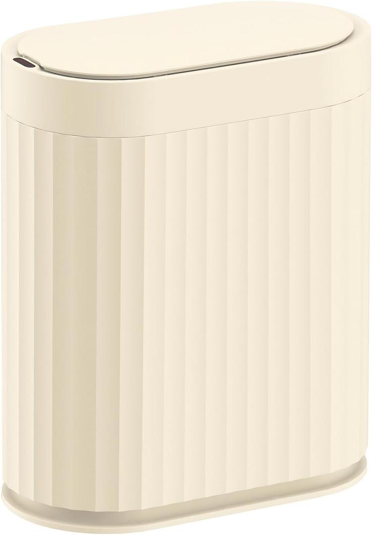 ELPHECO 2 Gallon Sensor Trash Can  7.5L Waterproof Motion Sensor Trash Can, Automatic Bathroom Trash Bin, Slim Garbage Can, Bathroom, Office, Bedroom, Beige