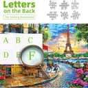 Paris Street 500 Piece Jigsaw Puzzle for Adults & Seniors, Eiffel Tower Cafe Scene Sunset, Romantic Parisian Landscape Travel Art, Family Puzzle with Letters on Back(23" x 15")