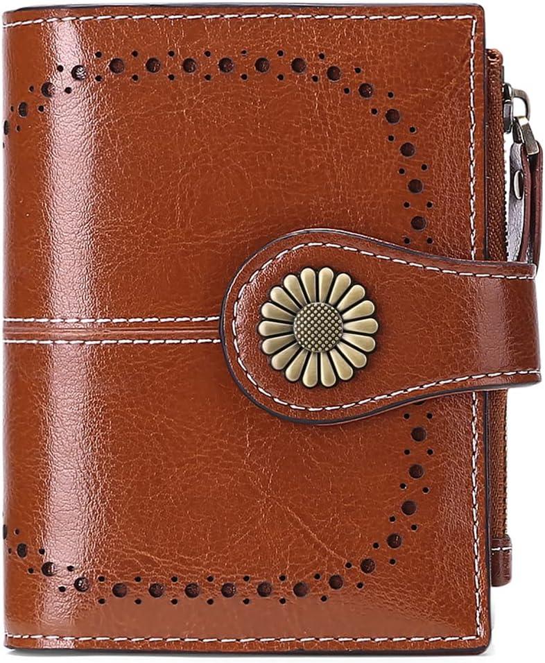 Small Women Wallet Genuine Leather Bifold PurseRFID BLOCKINg Card Holder