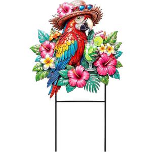 Amyhill Tropical Outdoor Decor 2026vbs Parrot Metal Garden Stakes 25 Inch Jungle Leaves Welcome Yard Signs Decorative Garden Stakes for Patio Lawn Walkway Backyard Porch Luau Rainforest Party Supplies