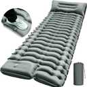 Camping Sleeping Pad, Ultralight Camp Pad with Pillow, Built-in Foot Pump, Inflatable Sleeping Pad, Compact Size for Camping, Backpacking, Hiking and Traveling - Gray (Grey2)