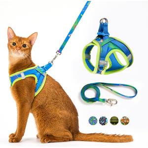 Cat Harness and Leash Set, Step-in Escape Proof Adjustable Vest Harness for Small Medium Large Cats, Lightweight Soft Breathable Reflective Kitten Harness for Walking Travel, Camping(Hawaii Green, M) (M Chest: 45-50cm(17.7"-19.7")) Cat Harness and Leash Set, Step-in Escape Proof Adjustable Vest Harness for Small Medium Large Cats, Lightweight Soft Breathable Reflective Kitten Harness for Walking Travel, Camping(Hawaii Green, M) (M Chest: 45-50cm(17.7"-19.7"))