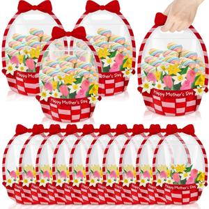 Hsei 50 Pcs Mothers Day Zipper Bags Treat Bags Resealable Happy Mother's Day Plastic Clear Sealing Pouches with Handle for Moms Party Goodie Candy Cookie Gift Supplies