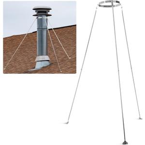 Shimeyao 6 Inch Extended Roof Bracket Kit Three Legs Sturdy Stainless Steel Chimney Stove Pipe Support Extended Roof Brace for Protection Against Strong Winds, 6"-13. 7" Diameter Chimneys