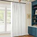 Blackout Linen Curtains 90 Inches Long 60 Inch Wide for Living Room, Bedroom, Pinch Pleated Back Tab, Thermal Insulated, 100% Black Out, 2 Layer Window Drapes for Sliding Door, Beige White, 60x90, 1 Panel