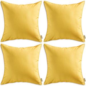 MIULEE Pack of 4 Decorative Outdoor Summer Pillow Covers Square Cushion Cases PU Coating Waterproof Throw Pillowcase Shell for Living Room Couch Sofa Garden Tent Park 18x18 Inch Yellow