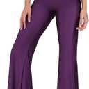 Tulucky Womens Stretchy Shiny Sports High Waisted Yoga Flare Pants Tummy Control Bell Bottom Leggings (Purple, XL)