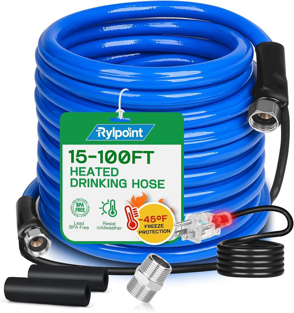 75FT Heated Water Hose for RV,Heated Drinking Water Hose,Lead and BPA Free,1/2"Inner Diameter,Temperatures Down to -47F,Rv Accessories for Campers, Livestock, Agriculture