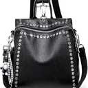 Convertible Backpack Purse Women - Fashion Tote Backpack, Shoulder Bag, Black Travel Backpack for College, Work, Casual