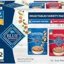 Blue Buffalo Delectables Natural Wet Dog Food Toppers Variety Pack, Tasty Chicken & Hearty Beef, Cuts in Gravy, 3-oz. (12 Pouches, 6 of Each Flavor), Best By 2026 NOV 22