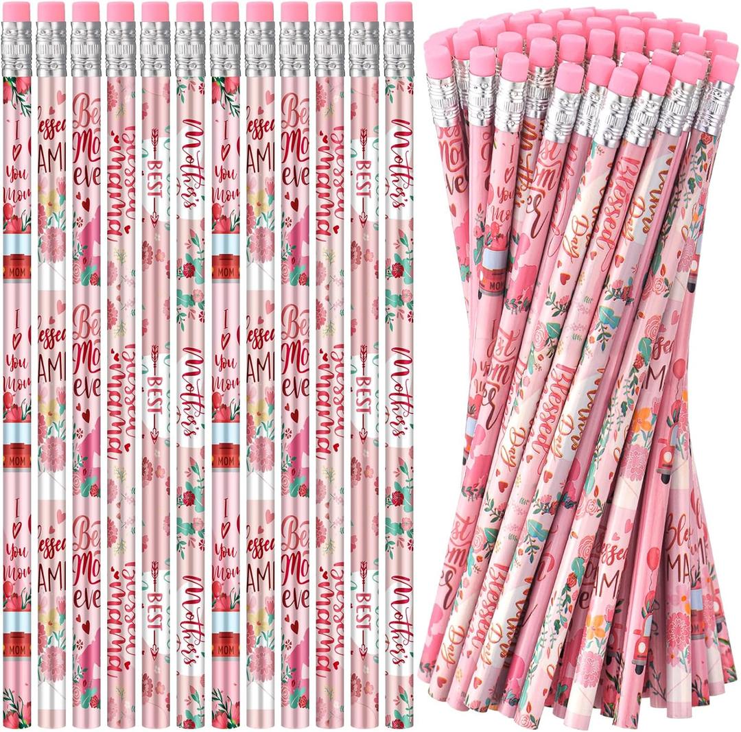 Fullhawl 120 Pcs Mother's Day Pencil Bulk Appreciation Gift for Mom Party Favors Birthday Pencils for Mother Thank You Gift for Women Desk Decoration Journaling Stationery Accessories