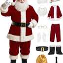 Men's Deluxe Santa Suit 11pc. Christmas Adult Santa Claus Costume Outfit XL