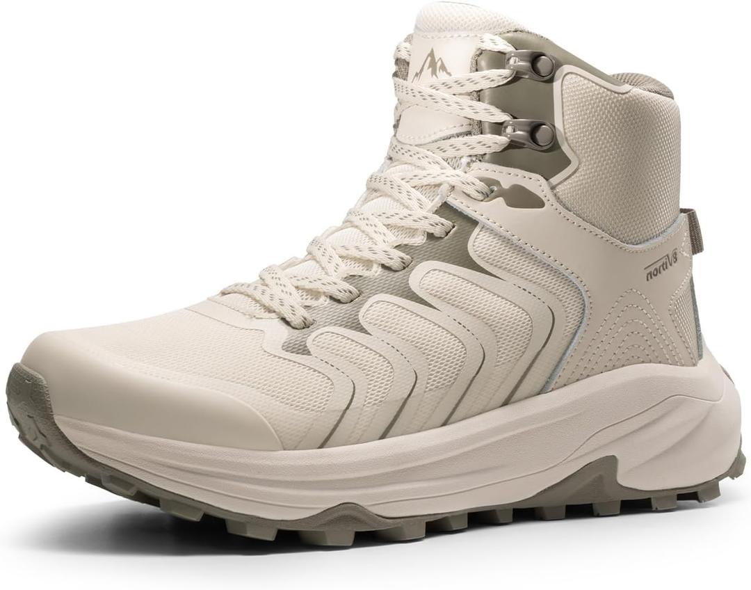 NORTIV 8 Women's Hiking Boots Waterproof with Arch Support Sneakers Walking Outdoor Comfortable Lightweight Boot Echo Mid (10, Khaki)