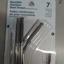 Reusable Stainless Steel Straws With Tip, 7 Count