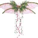 Pink Fairy Wings for Adult - Butterfly Wings for Women Mother Nature Costume Woodland Elf Wings with Pink Flowers Leaves and Vines for Renaissance Renfaire Fantasy Fairy Costume Cosplay