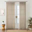 Beige Sheer Pinch Pleated Curtains 96 Inches Long 2 Panels, Back Tab Pleated Drapes Hooks Thick Linen Textured Boho Farmhouse Curtain for Dining Bedroom 70 Inch Wide Each Panel