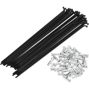 Motoforti Universal Bicycle Spokes Bike Wheel Spokes 14G Carbon Steel Black, 1 Set