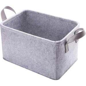 Minoisome Collapsible Storage Basket with Carry Handles Felt Fabric Storage Bin Durable Organizer for Gift Toys Shoes Clothes Towels Nursery Home Laundry Office Decorative Organizing Box(Light Grey)