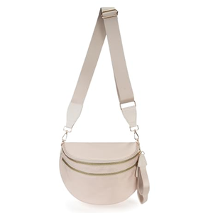 FEIBOON Spacious Nylon Crossbody Bag Bum Bag Handbags Wallets Purses Trendy Shoulder Bag for Women (beige)