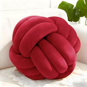Black Yellow 8.6 Inches Knot Pillow Ball, Round Soft Handmade Knotted Ball Pillow Plush Cushion Home Decor, Knotted Plush Pillow Cushion, for Bedroom, Living Room Sofa, Office Decoration