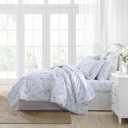 Laura Ashley - Queen Comforter Set, Soft Cotton Bedding with a Medium Weight for Year Round Use, Reversible 3 Piece Bed Set with Matching Pillowcases (Belinda Chambray Blue)