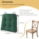 Non-Slip Chair Cushions for Dining Chairs Set of 4 Thick Kitchen Chair Pads Dining Room Seat Cushion with Ties 16" x 16" x 4" Dark Green