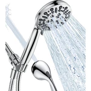 JDO Shower Head with Handheld, High Pressure Handheld Shower Head 9 Settings, Detachable Shower Head Set with Stainless Steel Hose and Shower Bracket (Chrome)