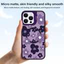 for iPhone 16 Pro Flower Case with Kickstand, Compatible with MagSafe, Built-in Camera Ring Stand, Strong Magnetic Translucent Matte Frosted Slim Cover for Girls Women Teens, Purple Floral