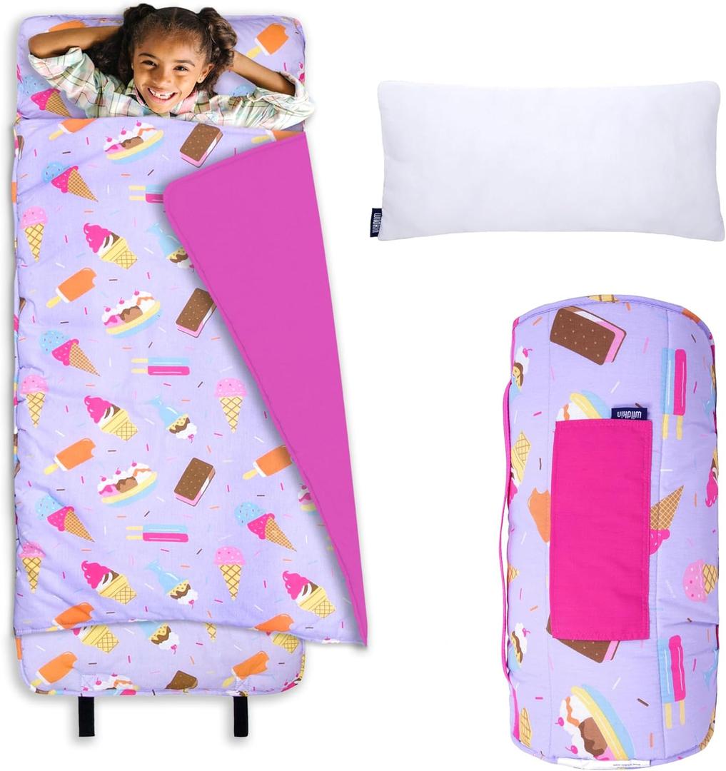 Wildkin Kids Original Nap Mat  Cozy Kids Sleep Mat with Pillow, ideal for School & Travel (Sweet Dreams)