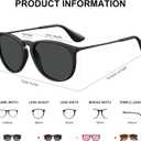 STGATN Vintage Round Sunglasses for Women Polarized UV Protection, Trendy Retro Designer Style ST028 (2. Matte Black Frame Grey Lens)