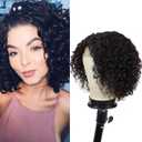 Blissource Short Curly Human Hair Wigs for Black Women 10inch Water Curly L Part Lace Front Wigs 150% Density Unprocessed Brazilian Glueless Wigs Side Part Wig African American Women Wig