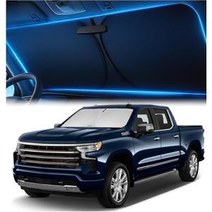 Magnelex Windshield Sun Shade for Chevrolet Silverado 2019-2026, Foldable Car Window Sunshade, Heat & UV Visor Cover, Reflective Front Shades Accessories