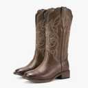 Rollda Cowgirl Boots Cowboy Boots for Women Square Toe Mid Calf Western Boots Ladies Fashion Boots with Chunky Heel, 8.5