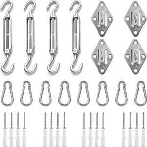 HOMPER Awning Attachment Set, Heavy Duty Sun Shade Sail Stainless Steel Hardware Kit for Garden Triangle and Square, Rectangle, Fixing Accessories (M6-448) HOMPER Awning Attachment Set, Heavy Duty Sun Shade Sail Stainless Steel Hardware Kit for Garden Triangle and Square, Rectangle, Fixing Accessories (M6-448)