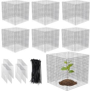 6 Pack Small Wire Plant Protectors, 24 Pieces Square Plant Protectors from Animals Mesh Plant Cage Chicken Wire Cover for Protect Plants, Garden,Shrubs and Vegetables from Animals(12x12 in)