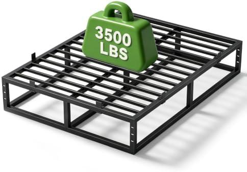 14 Inch Bed Frame Queen Size,Metal Platform Upgrade Heavy Duty Bedframe | Dual-Layer Reinf,Easy Assembly,Noise-Free,6 Mattress Stoppers,3500LBS Capacity,No Box Spring Needed,Headboard Holes