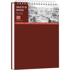 SuFly Sketch Book for Girls, 9 x 12 Spiral Bound Sketchbook, 100 Sheets Artist Sketch Pad, 68lb/100gsm White Paper Drawing Pad, Art Supplies.