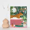 NISTOMISU Leopard in Bathtub Bathroom Canvas Prints Wall Decor Tropical Botanical Leopard Canvas Art Sign Canvas Poster Gifts for Home Toilet Bathroom Restroom Decor 11.5"x15"