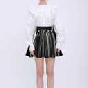 Sintege Halloween Alien Headband and Metallic Flared Pleated Skater Skirt for Halloween Costumes Supplies (Black, L)