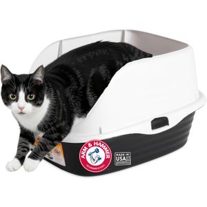 Arm & Hammer Rimmed Open Cat Litter Box, Wave with High Sides, High Sided Cat Litter Pan, Made in USA, Gray