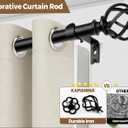 KAMANINA Black Curtain Rods for Windows 72 to 144 Inches (6-12ft), 1 Inch Heavy Duty Curtain Rod 32 to 144, Long Decorative Single Drapery Rods, Twisted Cage End