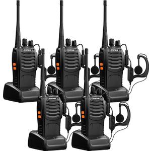 Baofeng Walkie Talkies bf-888s Professional Two-Way Radios Rechargeable Interphone Long Range UHF Communicator for Adults Handheld 5 Pack Walky Talky Set with Earpiece,Li-ion Battery and Charger (Black-5Pcs)