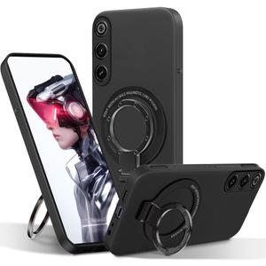 Compatible for ZTE Nubia Red Magic 10 Pro/10 Pro+/10S Pro/10S Pro+ Phone Case with Metal Ring Holder Kickstand/Stand Silicone Protective Cover Case for Red Magic 10 Pro 2024- Black
