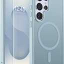 SUPFINE Magnetic for Samsung Galaxy S25 Ultra Case with Screen Protector, (Built-in Magnets) (Military Grade Drop Protection) Slim Translucent Shockproof Phone Case,Sliver Blue