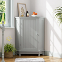 Merax Corner Storage Cabinet with Door and Adjustable Shelf, Small Floor Cupboard Organizer for Kitchen, Living Room or Bathroom, Grey