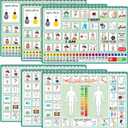 6 Pcs Communication Board for Nonverbal Adults Aphasia Colorful Picture Symbol Communication Cards for Patients Children(Green)