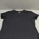 SMENG Women's Cotton V Neck T-Shirt Short Sleeve Solid Color Tee Casual Fit Tee Breathable Summer Fashion Tops (X-Large, Black)