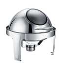 Round Chafing Dishes Full Size Chafer 6 Quart Food Buffet Warmer with Roll Top Lid Professional (6L Round chafter)