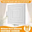 Nuanchu 90 Pcs Drop Ceiling Tiles 12 x 12 Inch PVC Ceiling Tiles Glue up Cuttable Paintable DIY Wall Panels 3D Decorative for Bathroom Interior Kitchen TV Background (White)